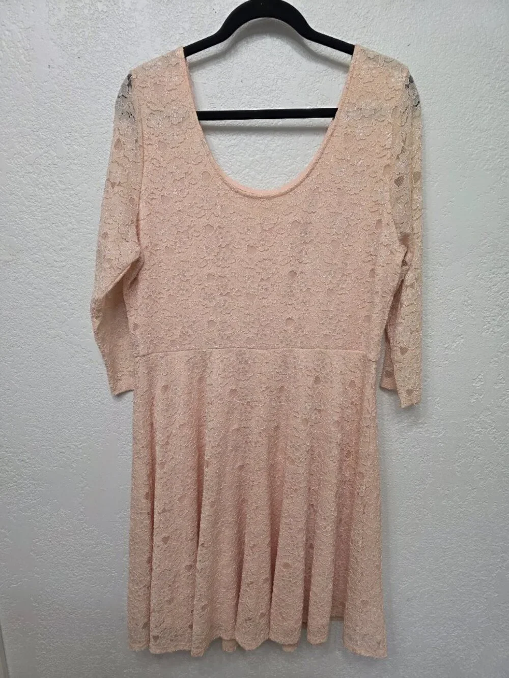 Maitai Blush Pink Lace Long Sleeve Dress Size 2X NWOT Skater